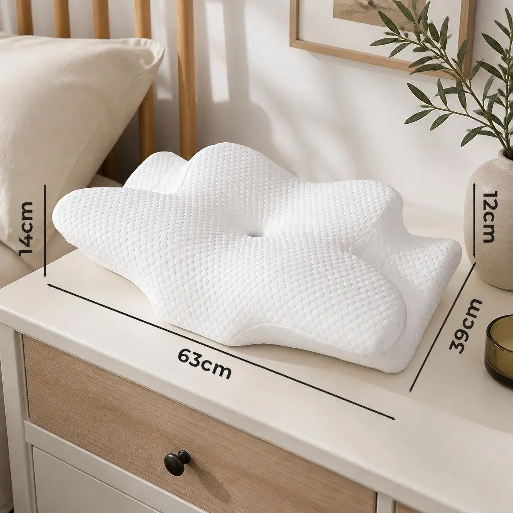 Cervical Neck Pillow Ergonomic Support Contoured Cooling Memory Foam Sleep