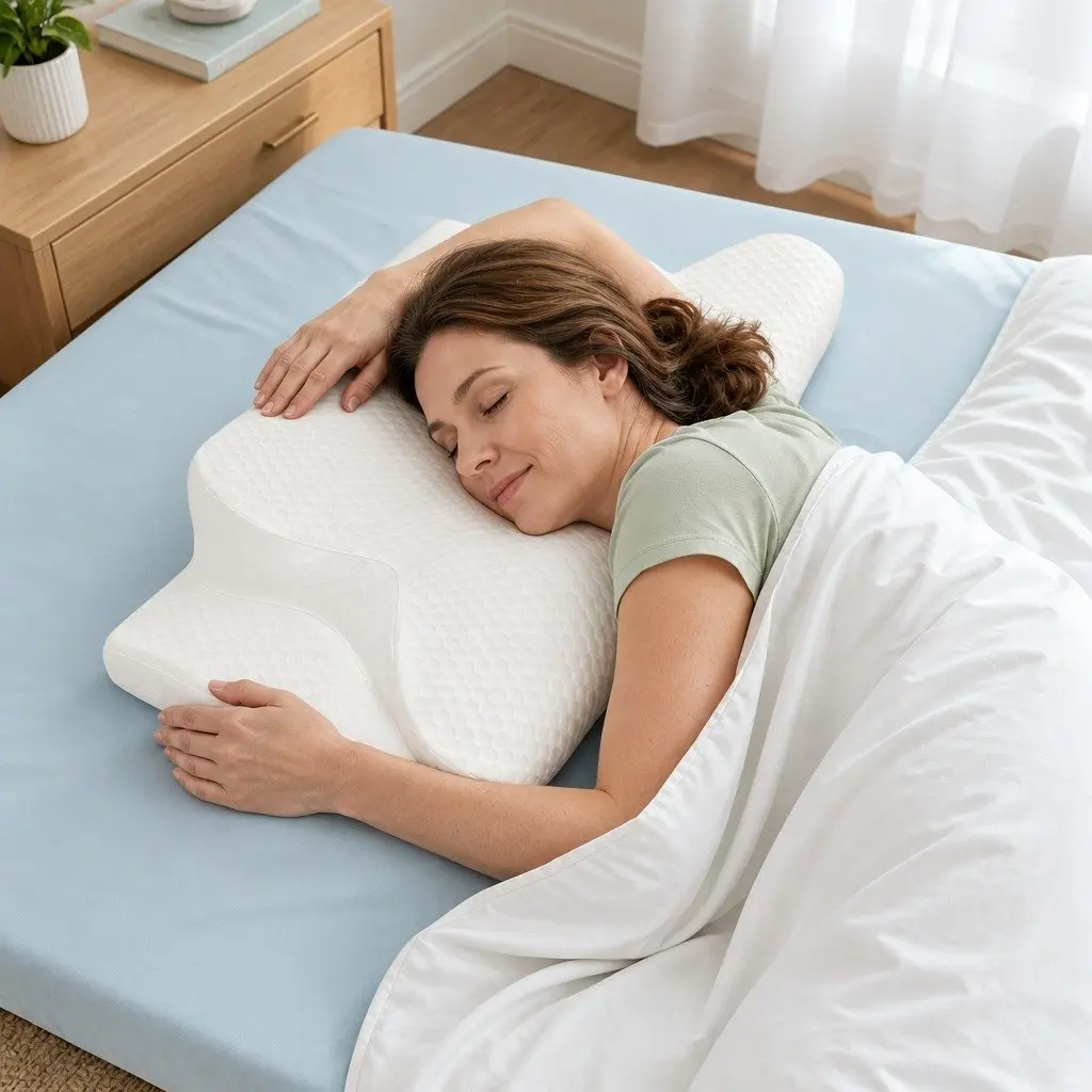 Cervical Neck Pillow Ergonomic Support Contoured Cooling Memory Foam Sleep