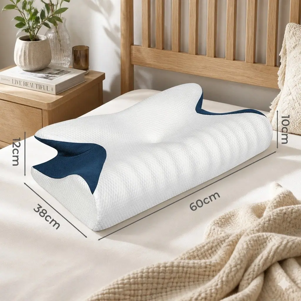 Cervical Pillow Memory Foam Ergonomic Neck Support 60cm x 38cm x 10cm or 12cm