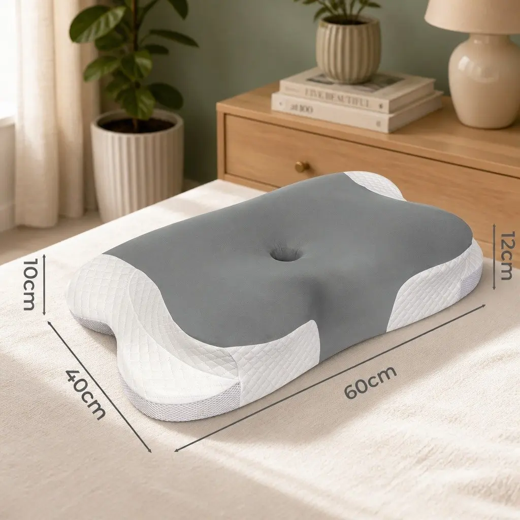Memory Foam Cervical Neck Pillow Ergonomic Support 60cm x 40cm x 10cm/12cm