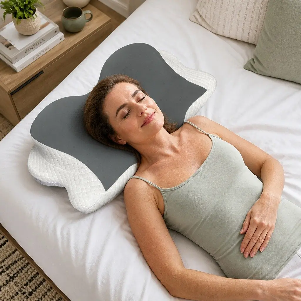 Memory Foam Cervical Neck Pillow Ergonomic Support 60cm x 40cm x 10cm/12cm