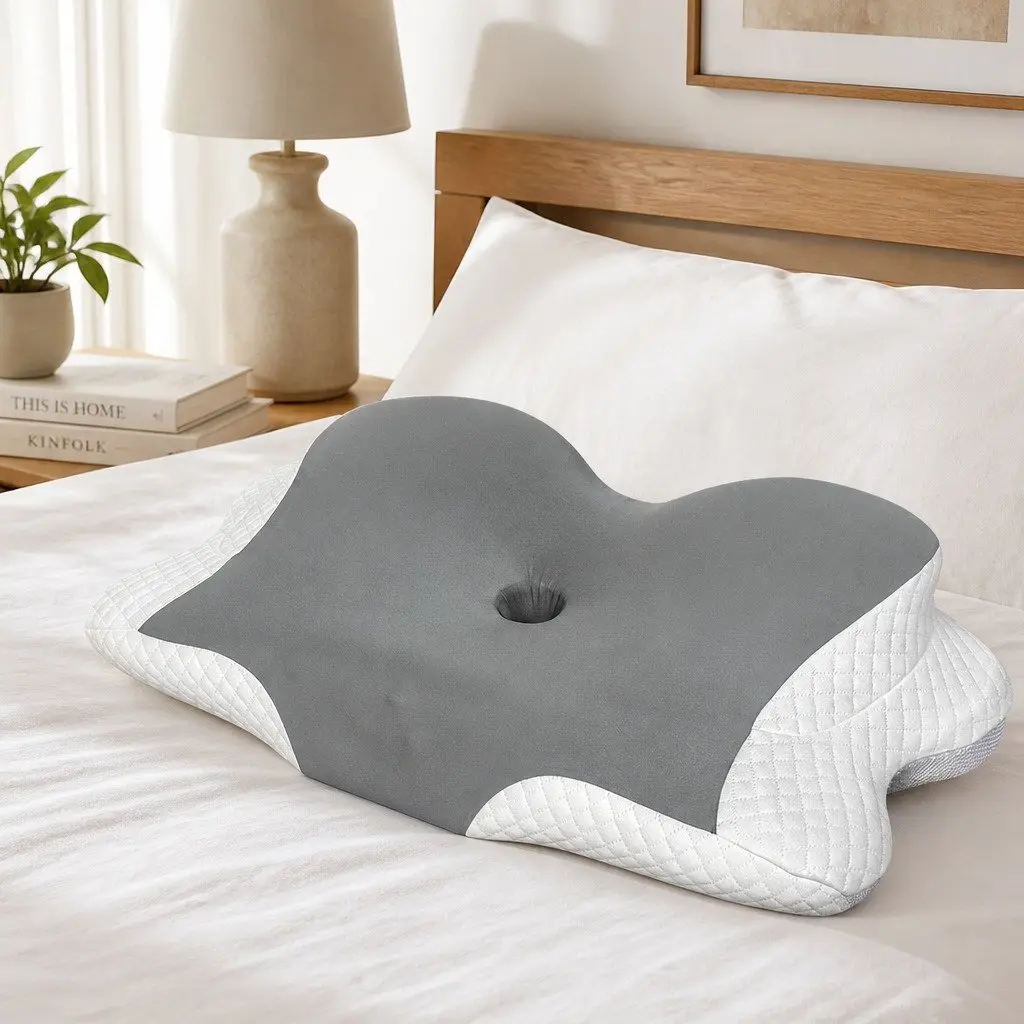 Memory Foam Cervical Neck Pillow Ergonomic Support 60cm x 40cm x 10cm/12cm