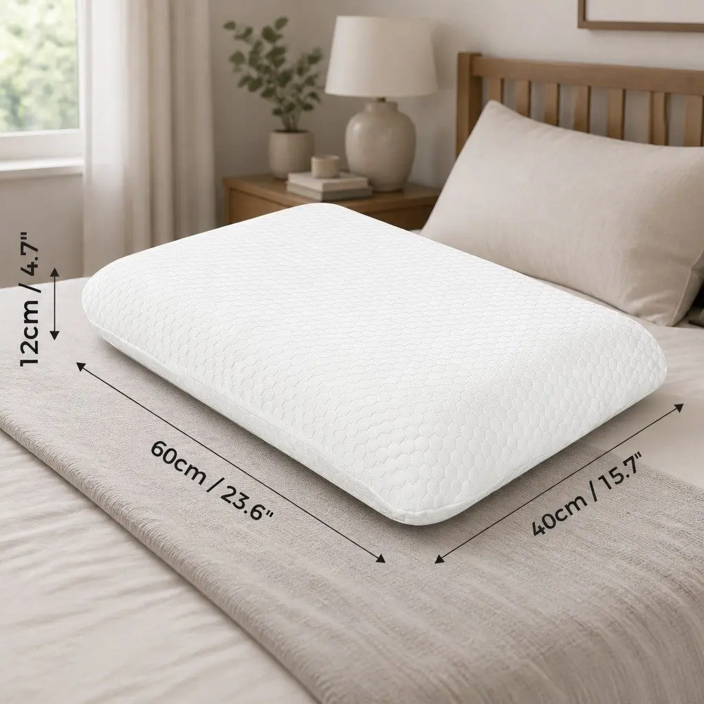 Memory Foam Orthopaedic Pillow Gel-Infused Medium Firm 60cm x 40cm x 12cm