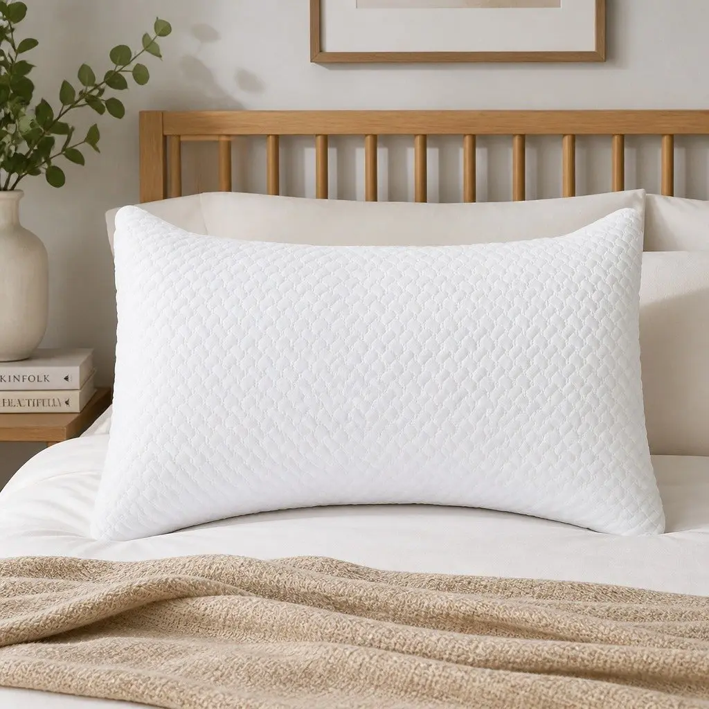 Memory Foam Pillow Adjustable Loft Cooling Cervical Support for Side Sleepers 73.5cm x 48cm x 25cm