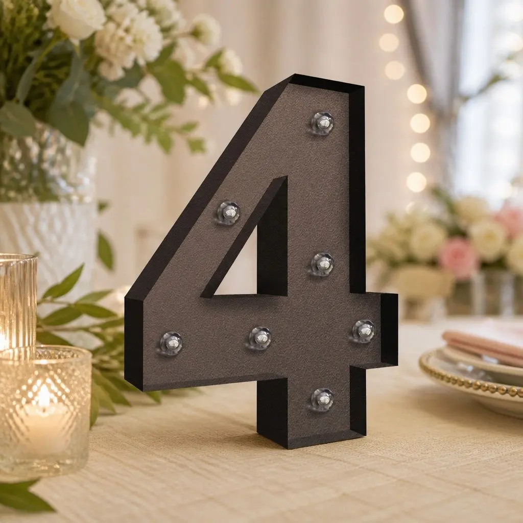 LED Metal Number Light Marquee Style Free Standing Home Decoration