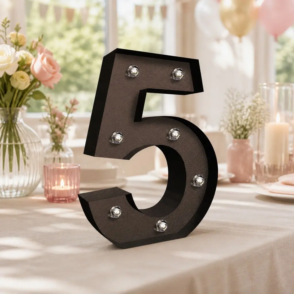 LED Metal Number Light Free Standing Warm Glow 12 Inch