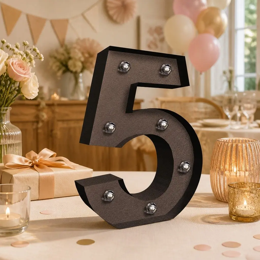 LED Metal Number Light Free Standing Warm Glow 12 Inch