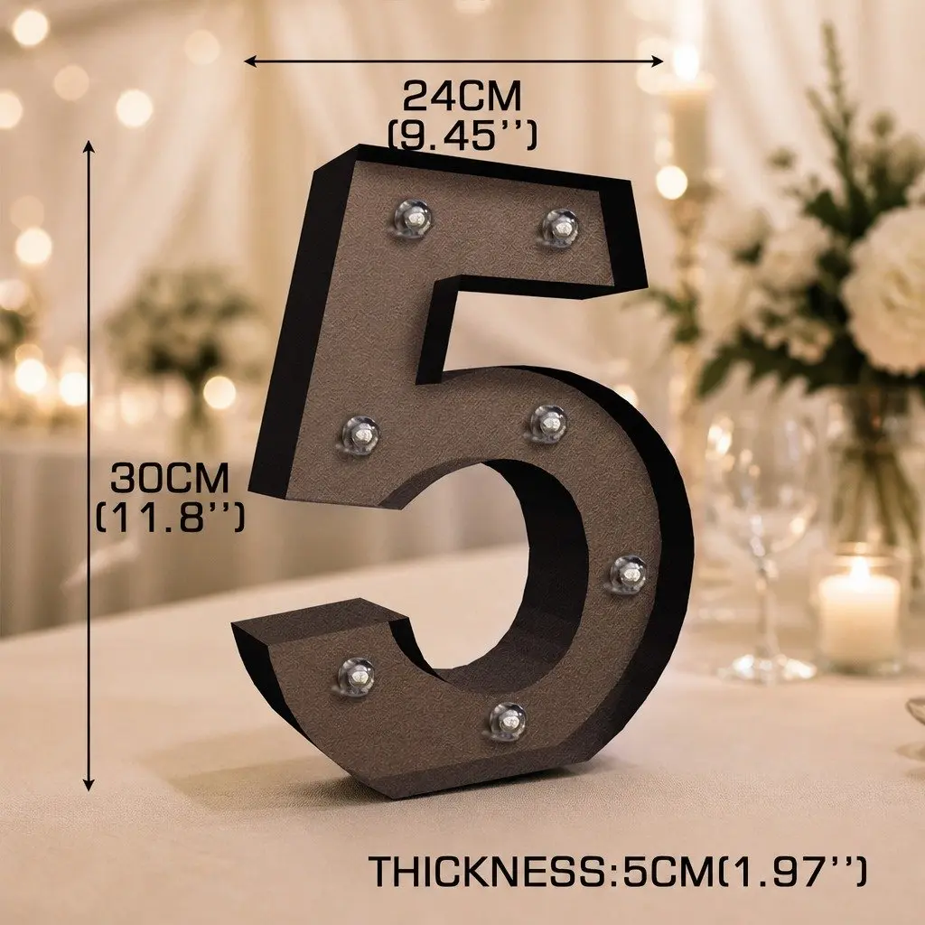 LED Metal Number Light Free Standing Warm Glow 12 Inch