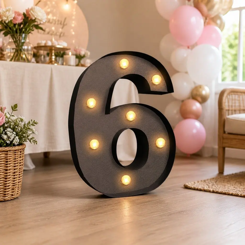 LED Number Light Metal Free Standing Marquee Display Home Party Wedding Decor