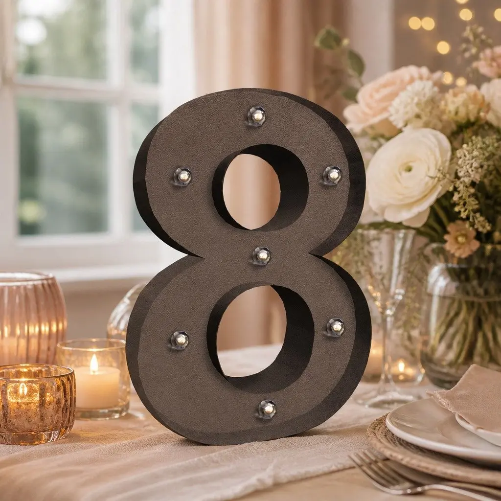 LED Number Light Free Standing Metal Marquee Warm Glow Home Decoration