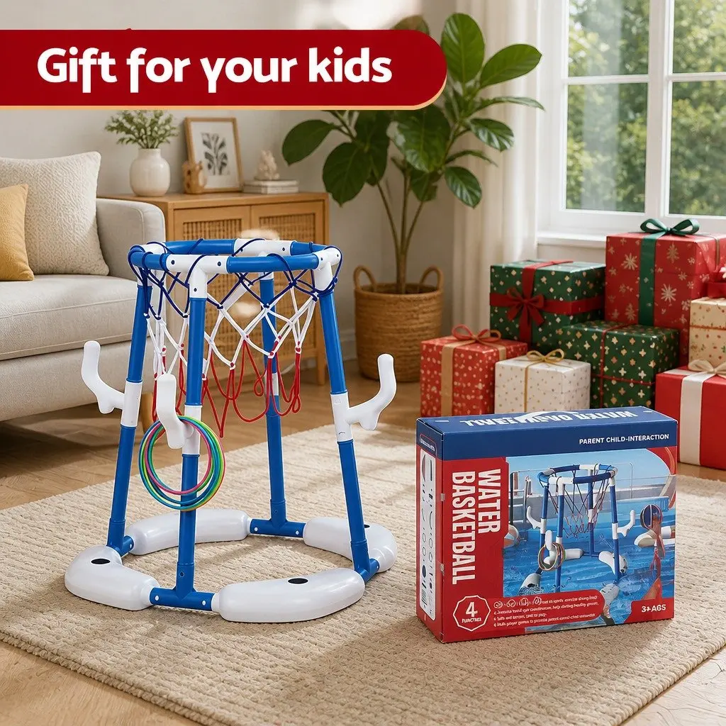 Kids Basketball Hoop Ring Toss 2-in-1 Sports Activity Centre Blue Indoor Outdoor