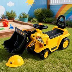 Kids Ride On Bulldozer Excavator Toy Yellow Digger Construction Pretend Play Car