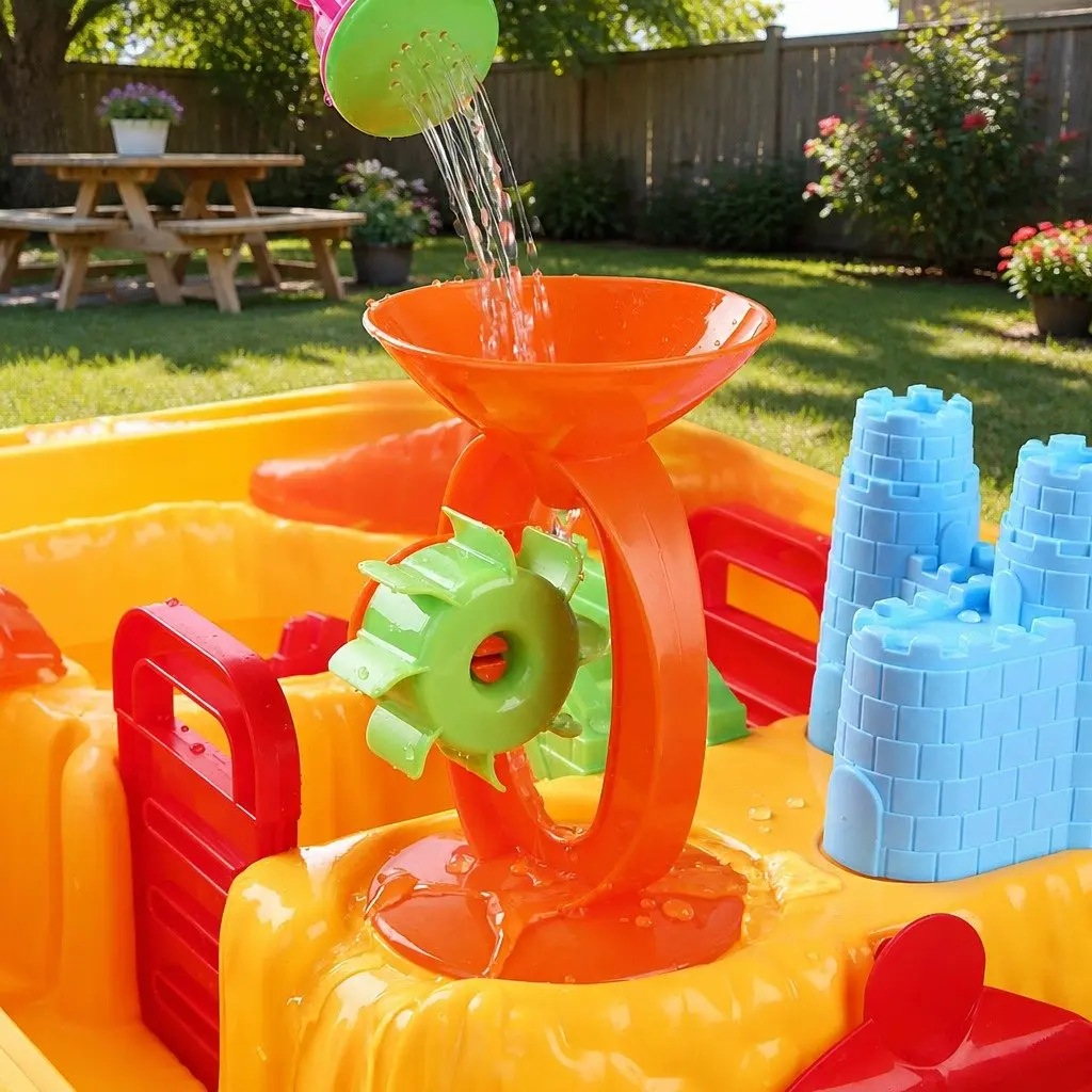 Kids Sand and Water Table Play Set Outdoor Pretend Play Sandbox Beach Toy Chair