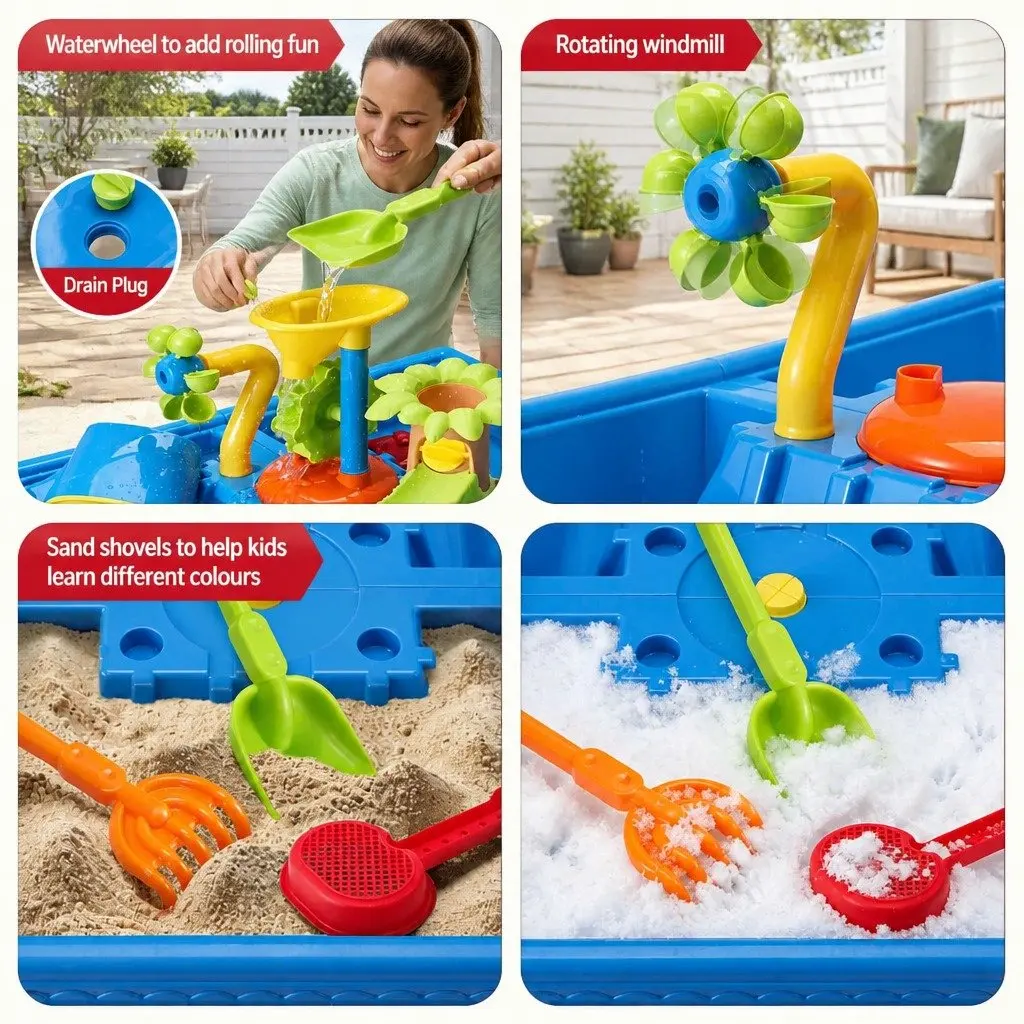 Ride On Digger Toy with Sand Water Table Sandpit Play Set Kids Outdoor
