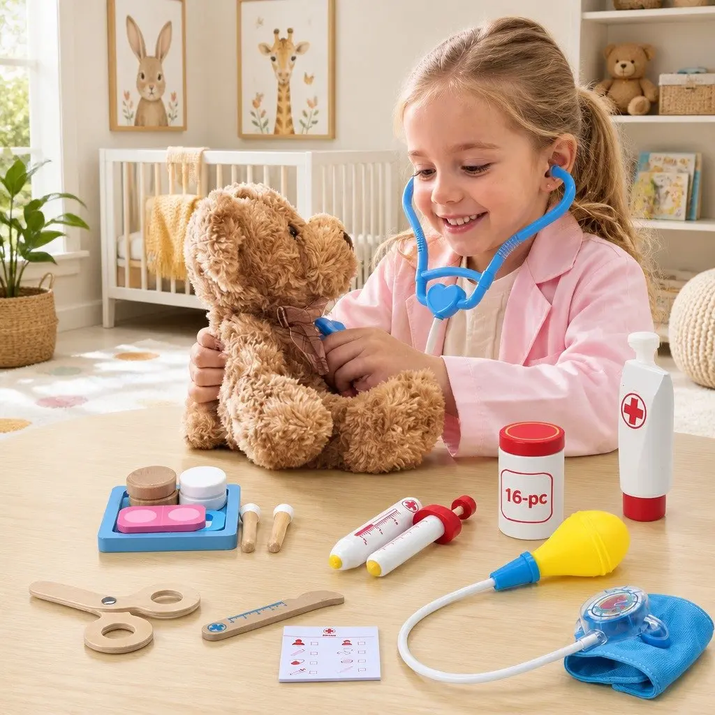 Kids Doctor Nurse Medical Pretend Play Set 16 Pieces Toy Kit