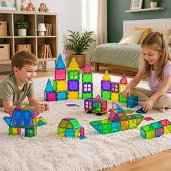 Engaging 120-Piece Magnetic Tiles for Your Child's Play