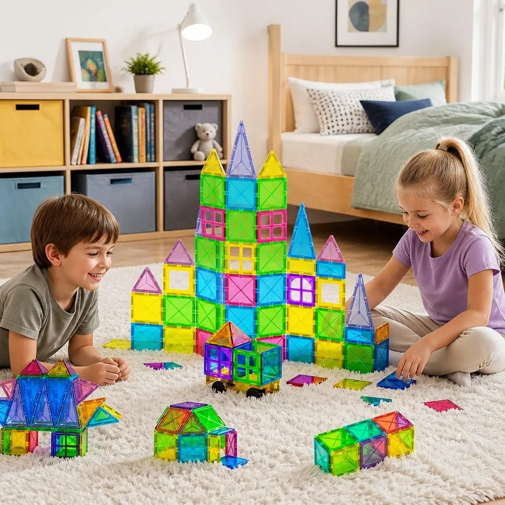 Magnetic Tiles Building Toys 60 Piece STEM Educational Construction Set