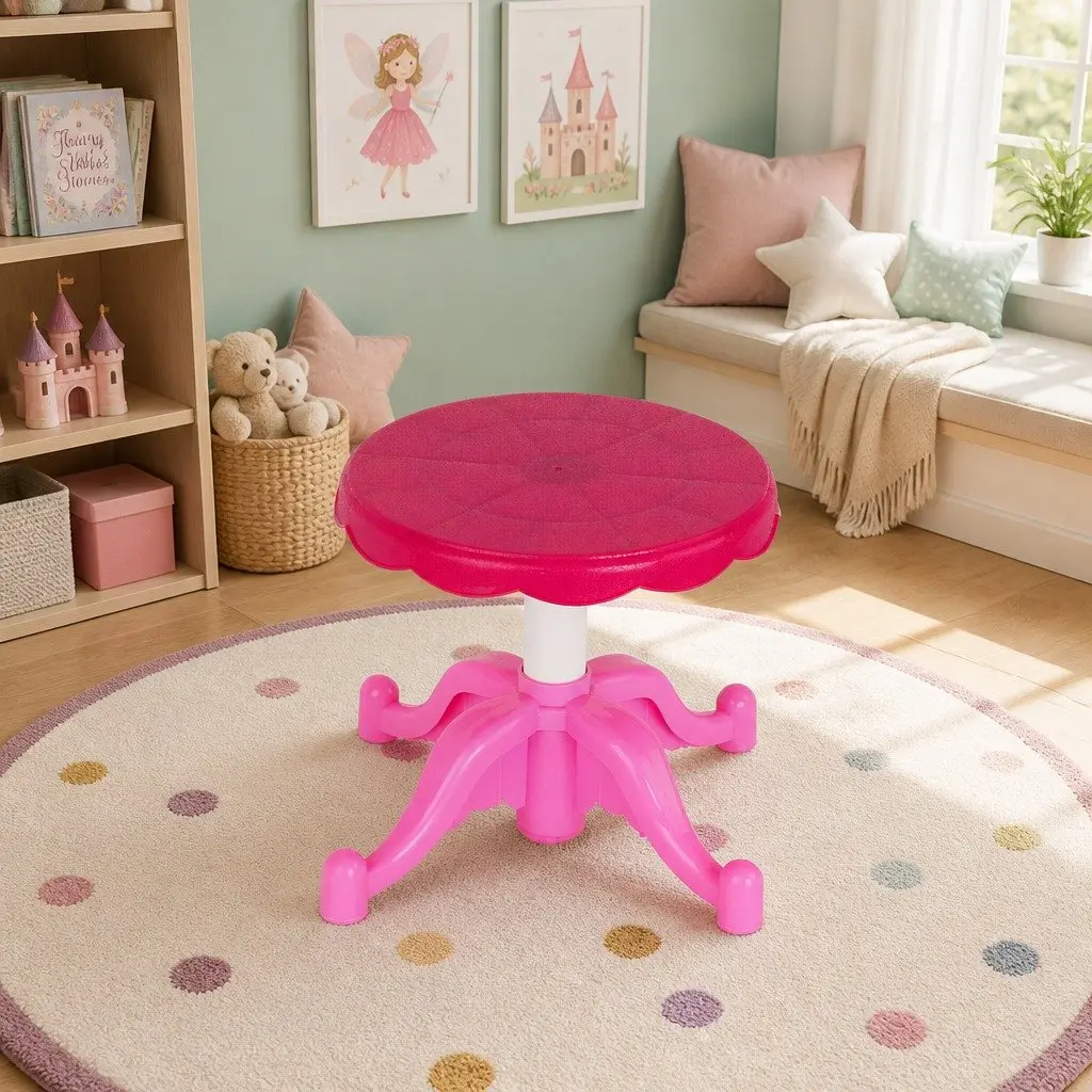 Kids Pretend Play Makeup Dressing Table Vanity Set with Chair Pink 60x32x75cm