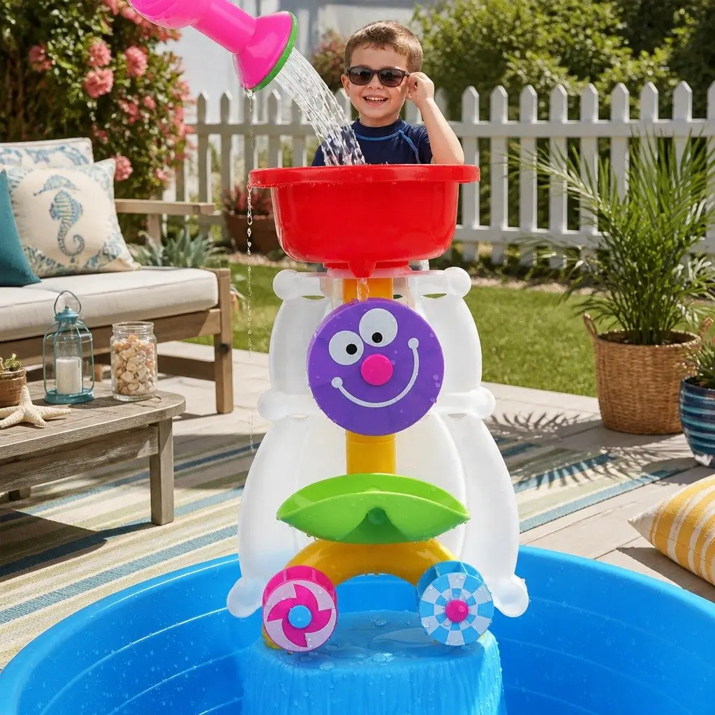 Kids Sand Water Table Pirate Ship Theme Lightweight 60 x 38 x 28-58 cm