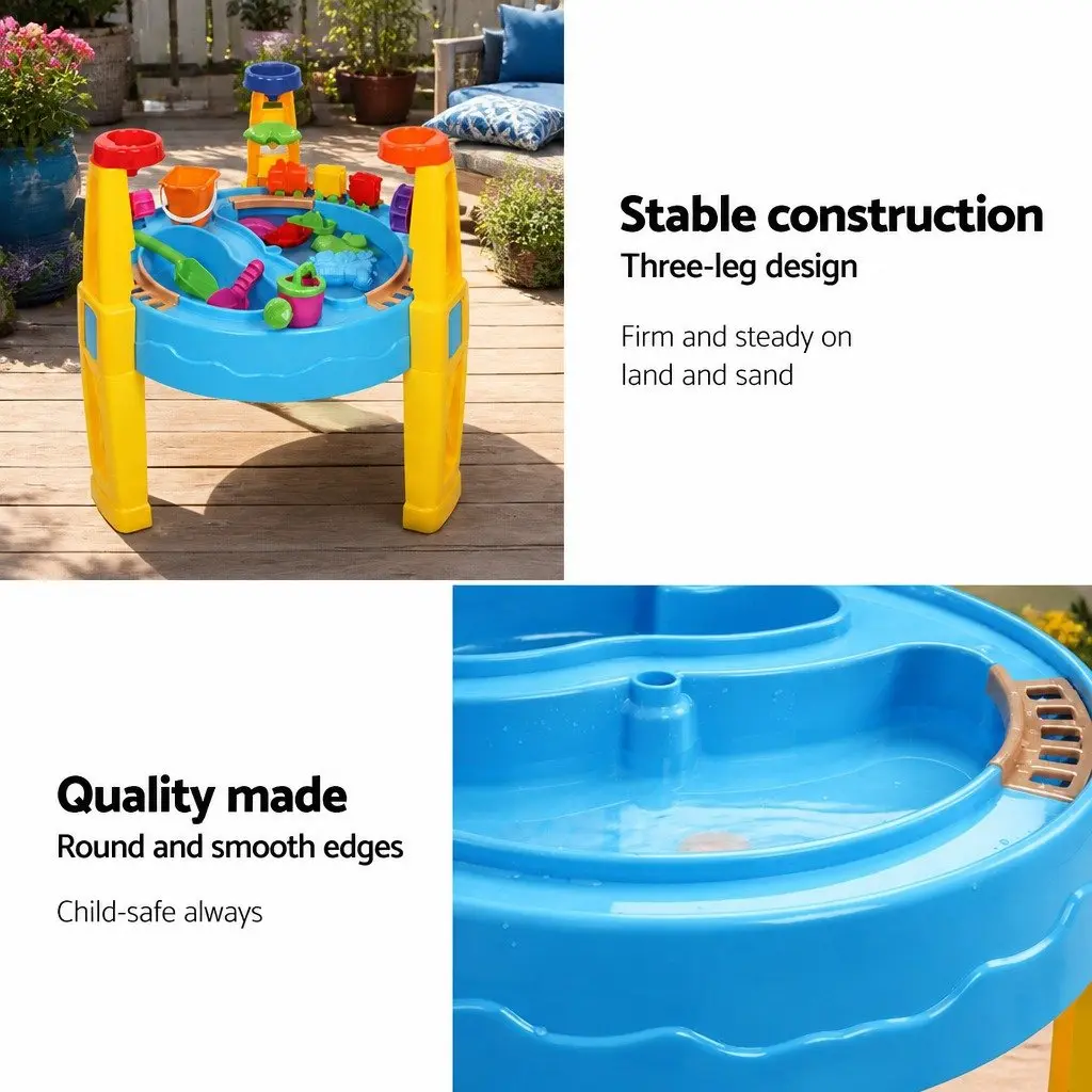 Kids Sand and Water Table Play Set Outdoor Toy with Umbrella 26 Pieces