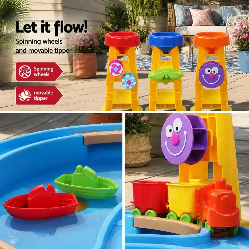 Kids Sand and Water Table Play Set Outdoor Toy with Umbrella 26 Pieces