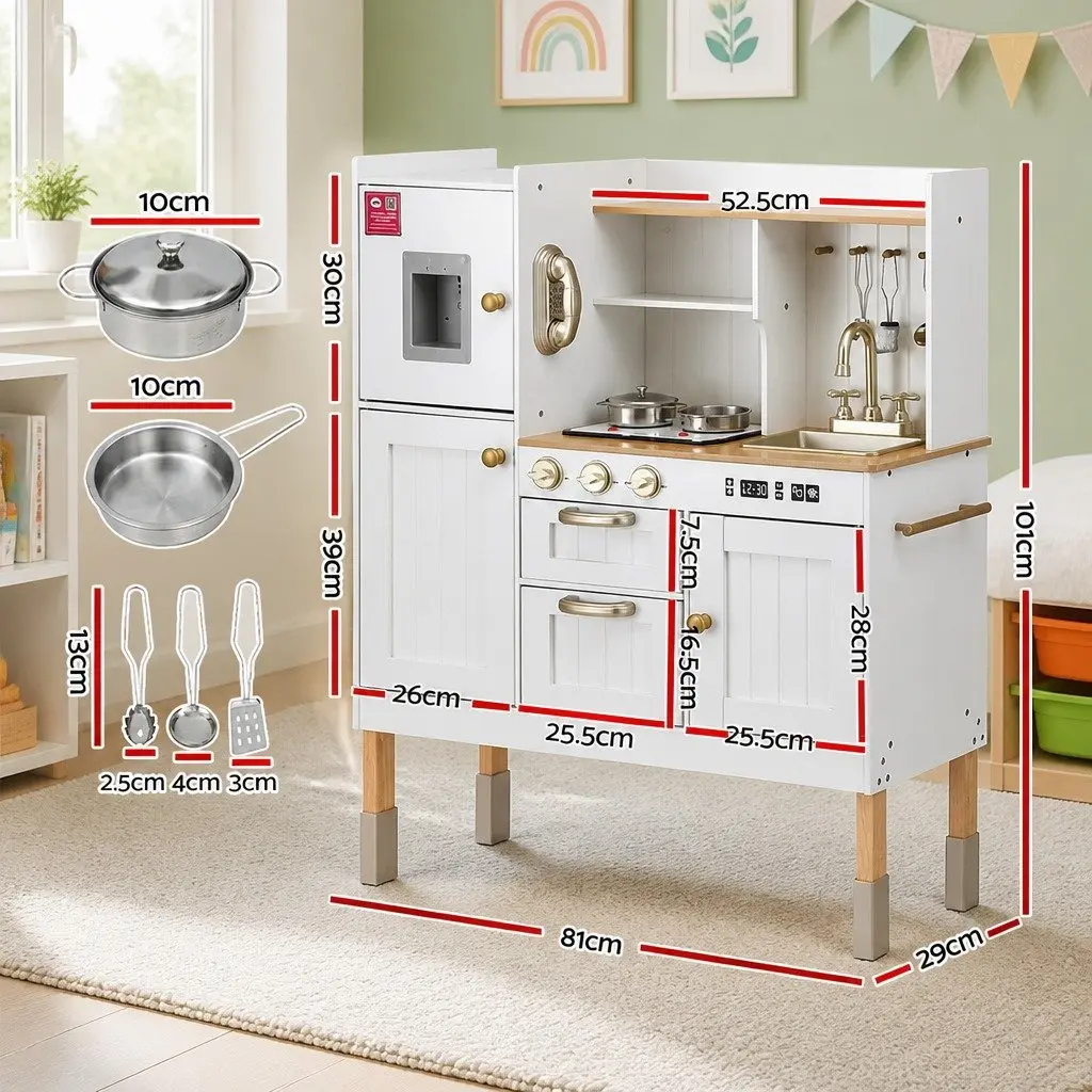 Wooden Kitchen Play Set with Detachable Sink and Water Dispenser 81cm x 29cm x 101cm