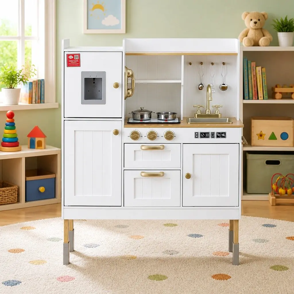 Wooden Kitchen Play Set with Detachable Sink and Water Dispenser 81cm x 29cm x 101cm