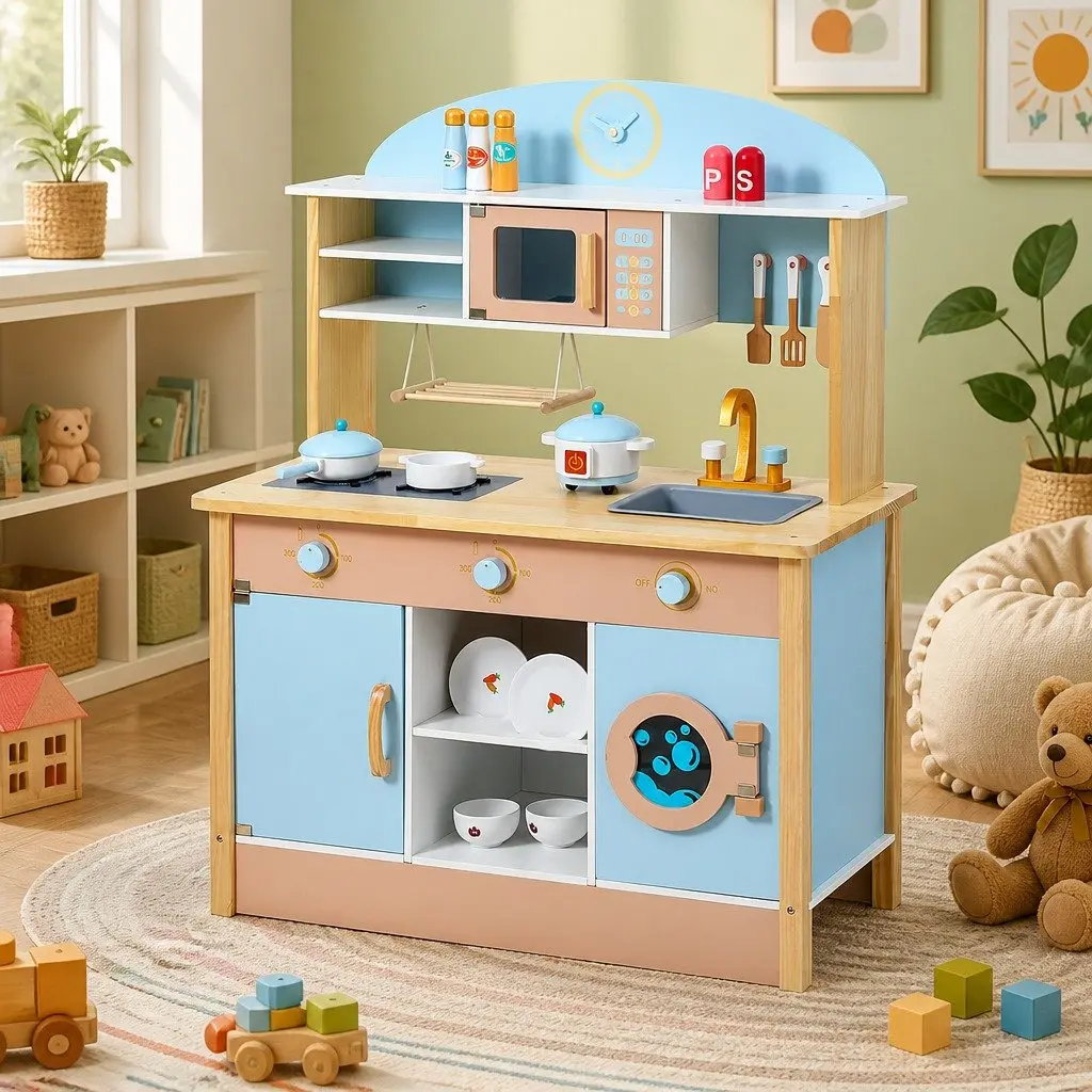 Kids Wooden Kitchen Play Set