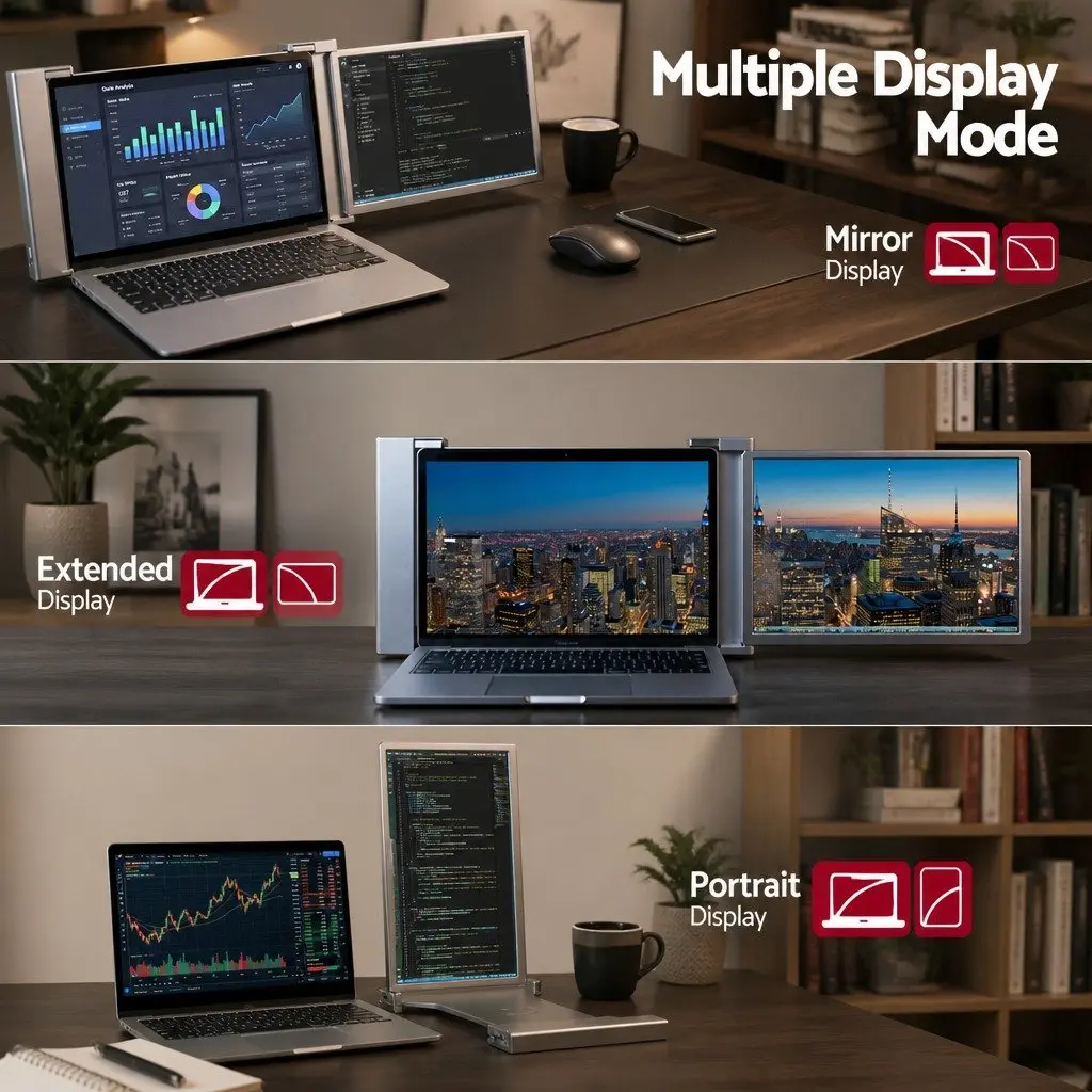 14 Inch Portable Monitor Laptop Screen Extender 1080P IPS USB-C Dual Display