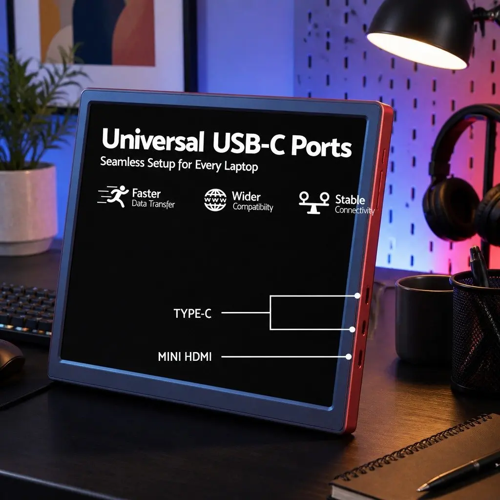 14 Inch Portable Monitor Laptop Screen Extender 1080P IPS USB-C Dual Display