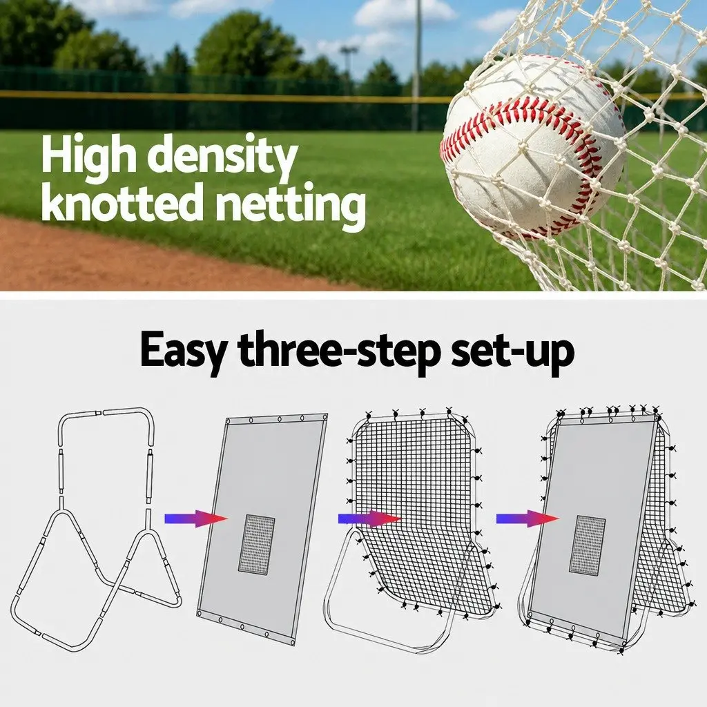 Baseball Pitching Net Target Rebound Training Aid 2 in 1 Hitter Practice Kit