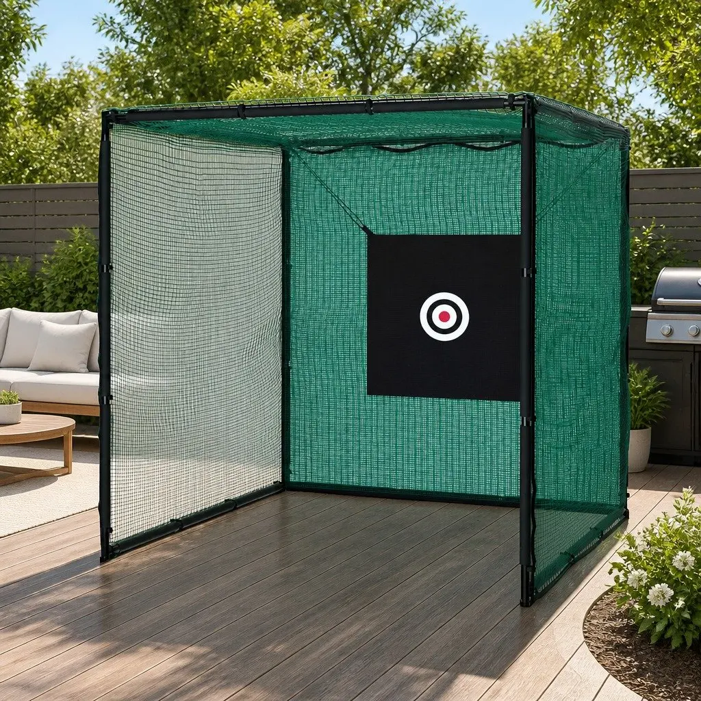 Golf Practice Net Hitting Cage 3m Training Aid Steel Frame Multi-Purpose Sports