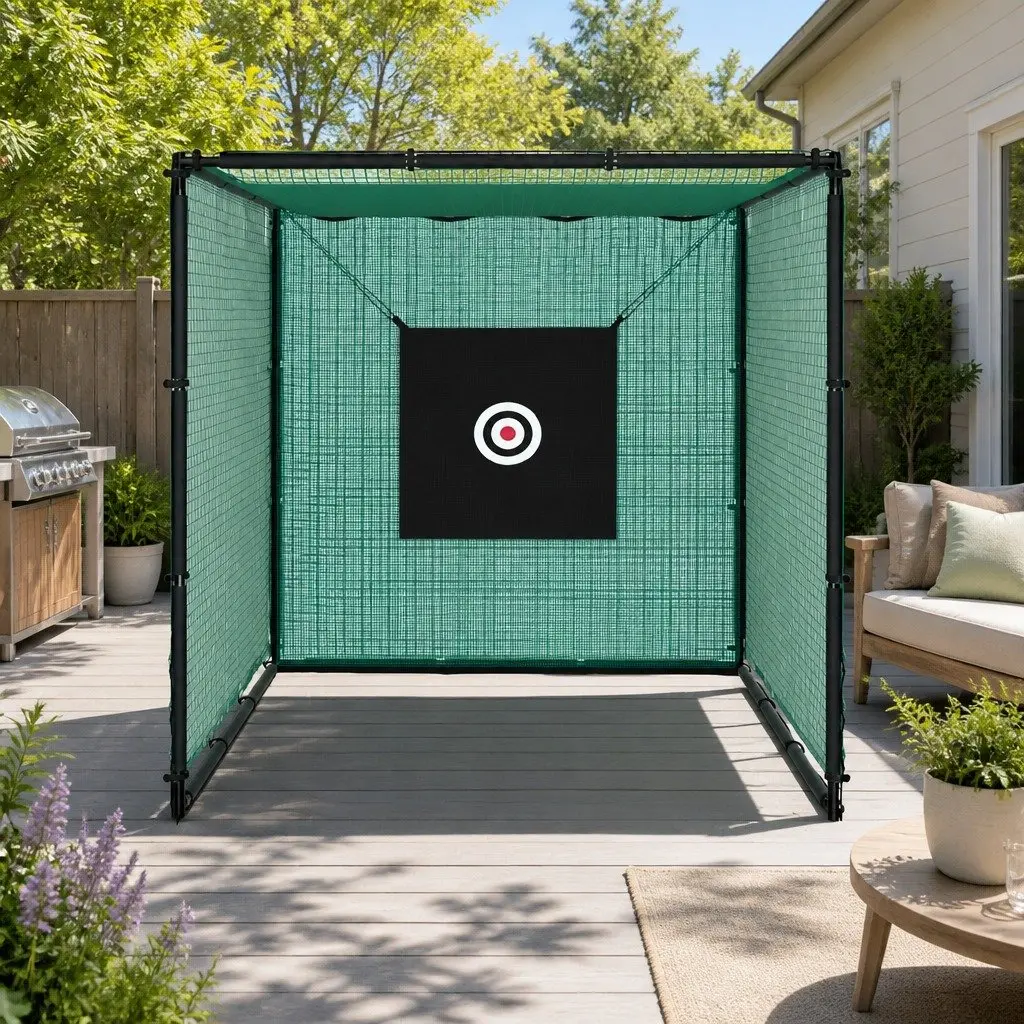 Golf Practice Net Hitting Cage 3m Training Aid Steel Frame Multi-Purpose Sports