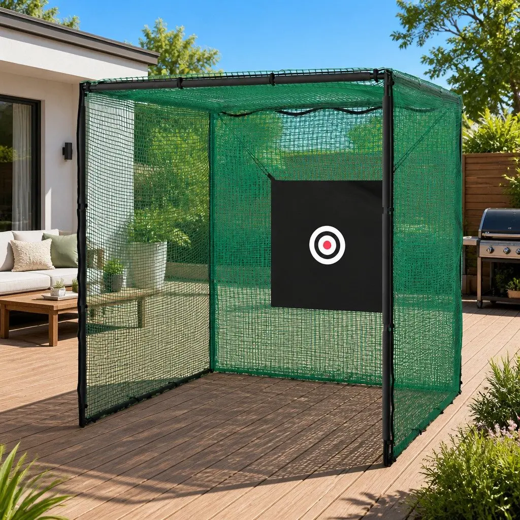 Golf Practice Net Hitting Cage 3m Training Aid Steel Frame Multi-Purpose Sports