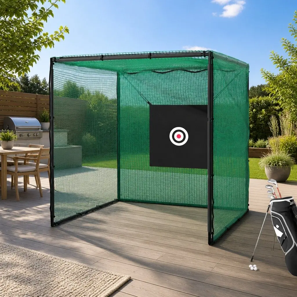 Golf Practice Net Hitting Cage 3m Training Aid Steel Frame Multi-Purpose Sports