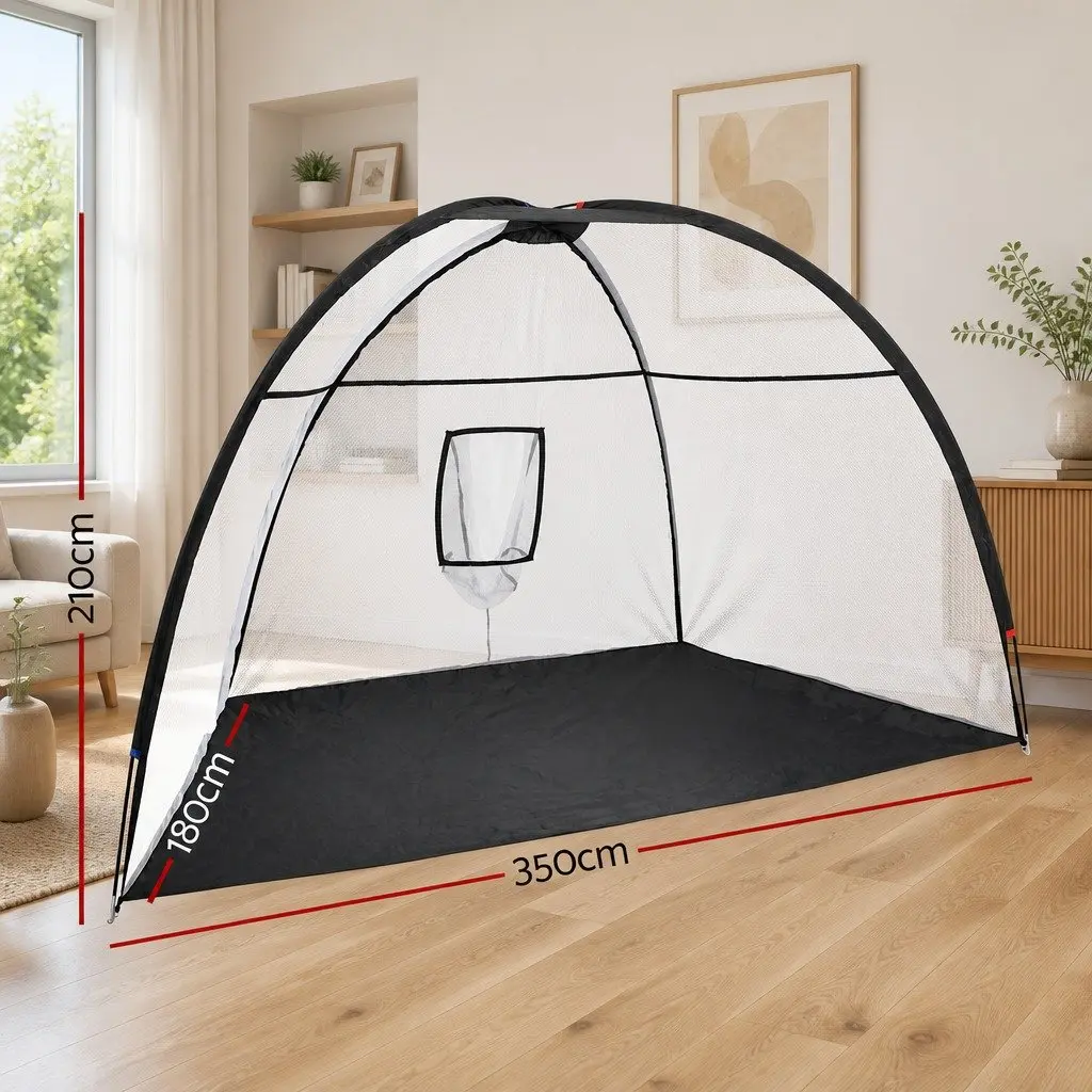 Golf Practice Net Portable 3.5m Training Aid with Large Target Pocket for Indoor Outdoor Use