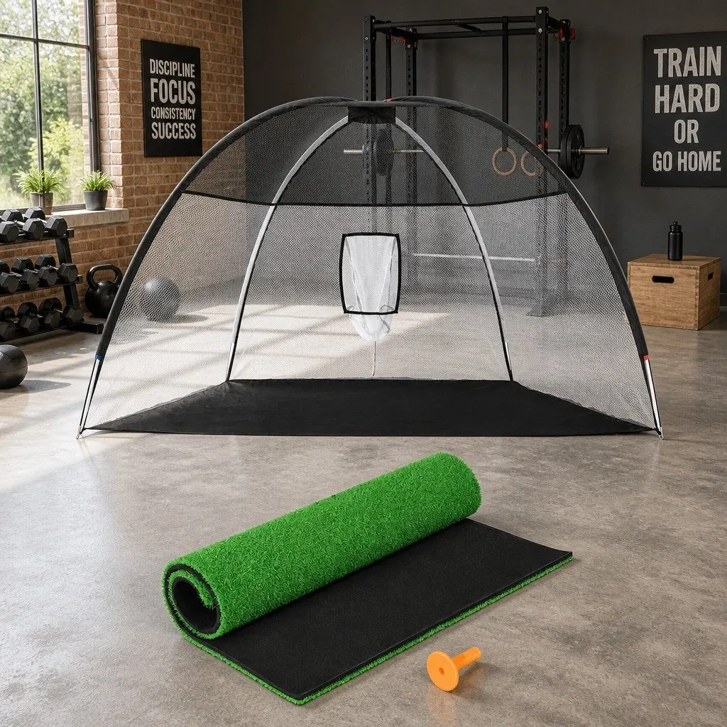 Golf Practice Net with Driving Mat 3.5m Indoor Outdoor Training Aid