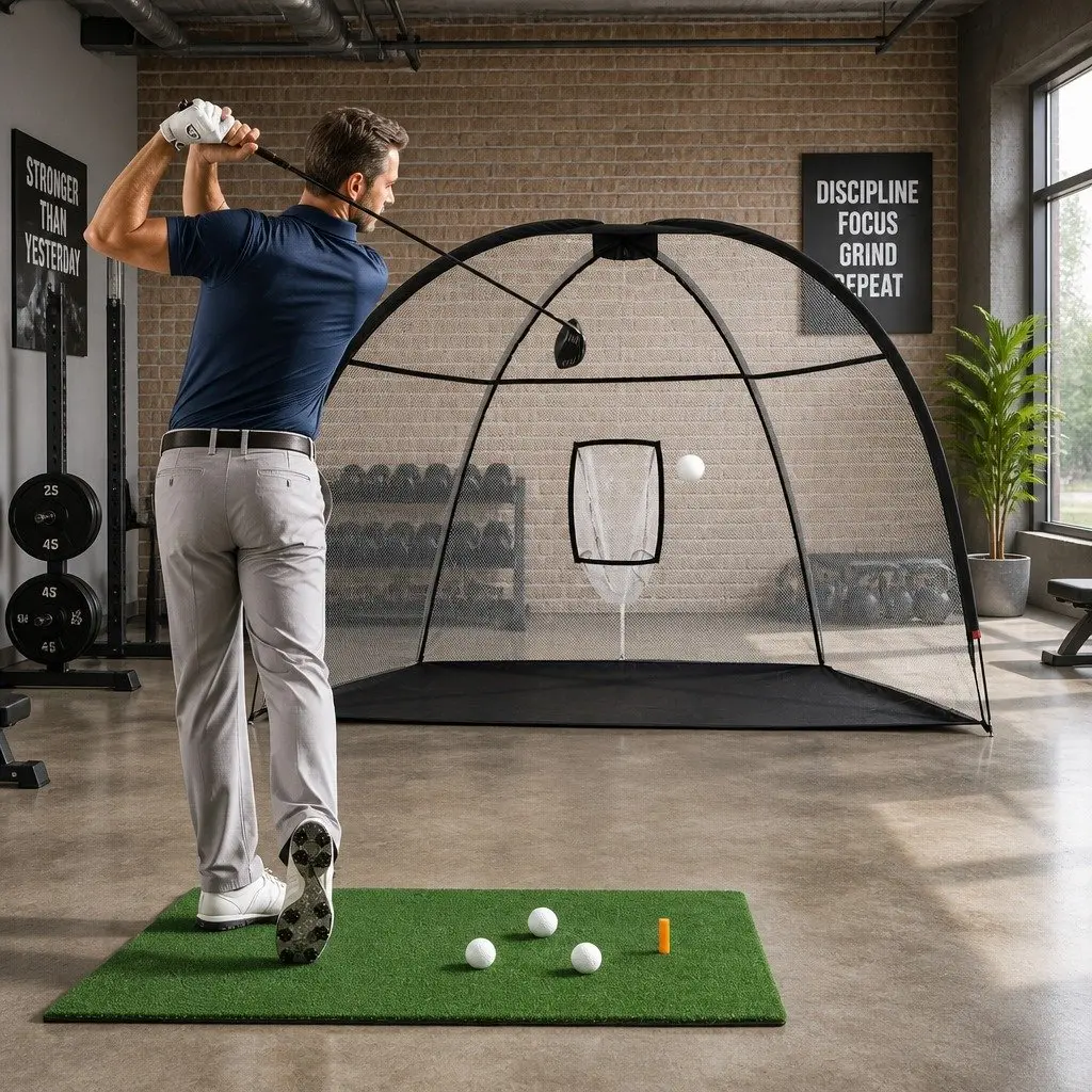 Golf Practice Net with Driving Mat 3.5m Indoor Outdoor Training Aid