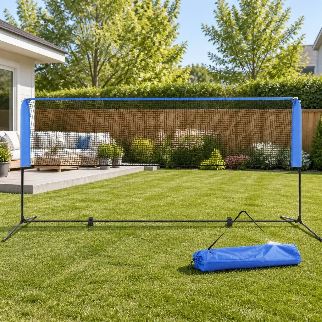 Portable Sports Net Adjustable Height 3m for Badminton Tennis Volleyball Blue