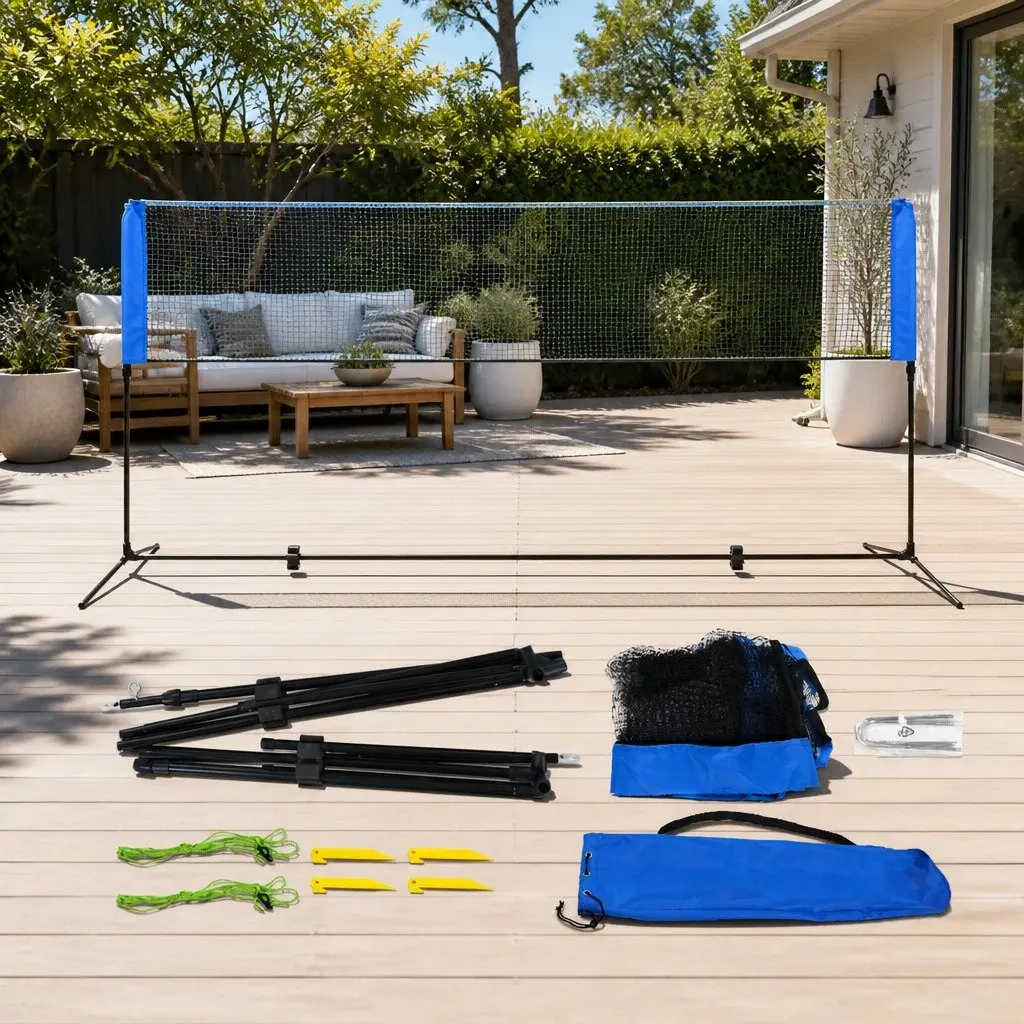 Portable Sports Net Adjustable Height 4m for Badminton Tennis Volleyball with Carry Bag