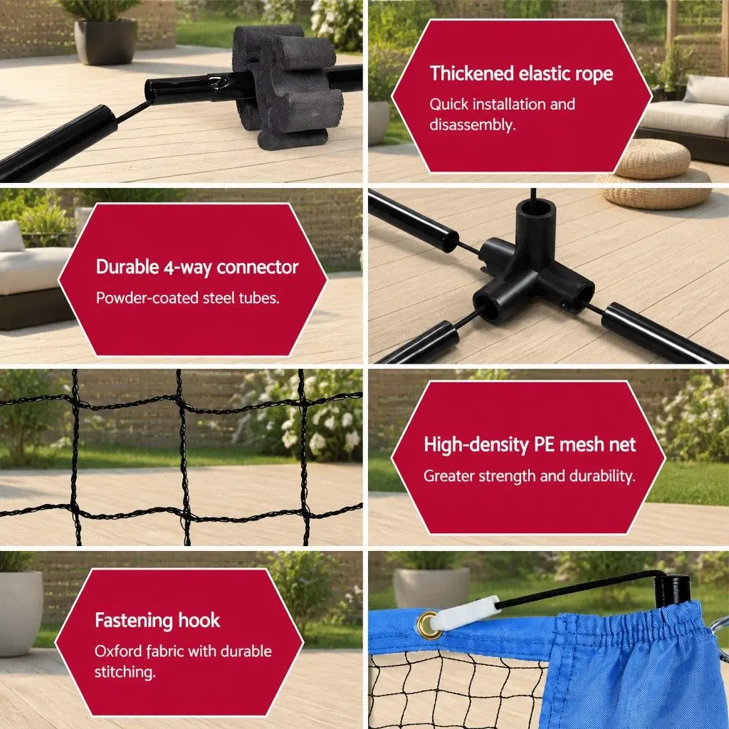 Portable Sports Net Adjustable Height 4m for Badminton Tennis Volleyball with Carry Bag