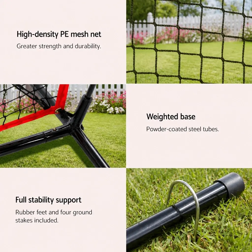 Baseball Softball Training Net Pitching Kit with Strike Zone Portable Red 7ft