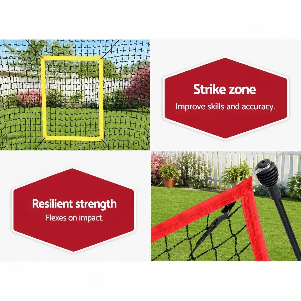 Baseball Softball Training Net Pitching Kit with Strike Zone Portable Red 7ft
