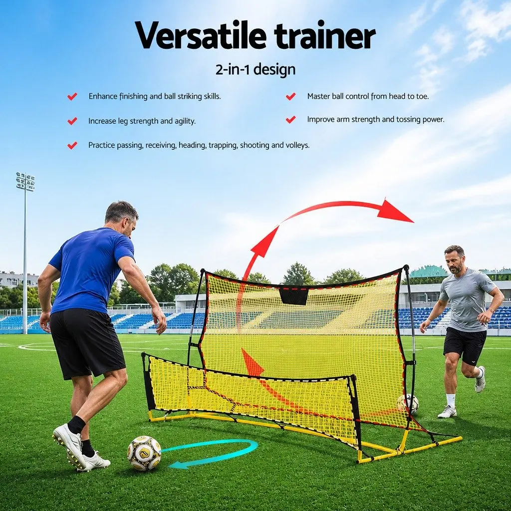 Portable Soccer Rebounder Net 2.1m Football Training Goal Yellow Sports