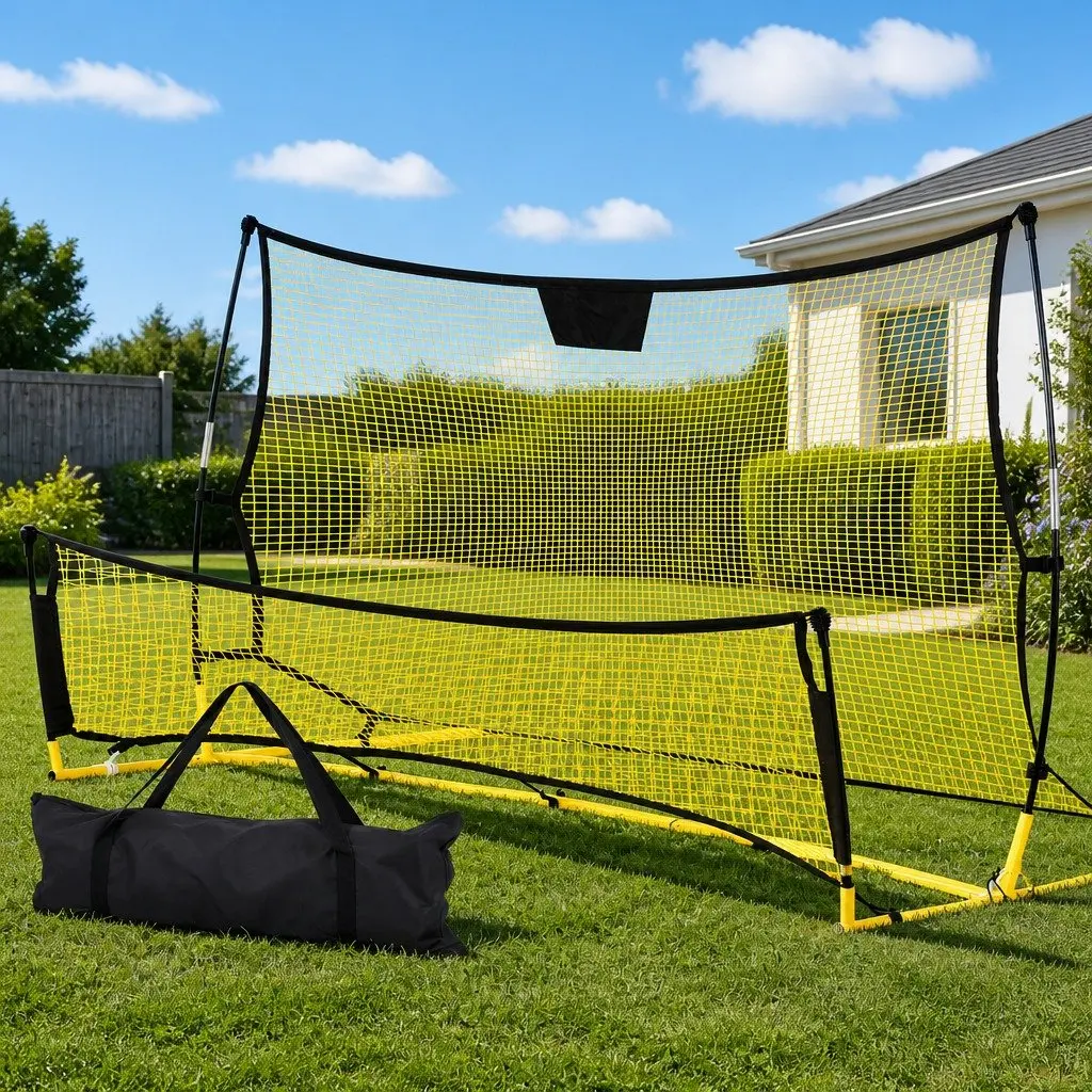 Portable Soccer Rebounder Net 2.1m Football Training Goal Yellow Sports