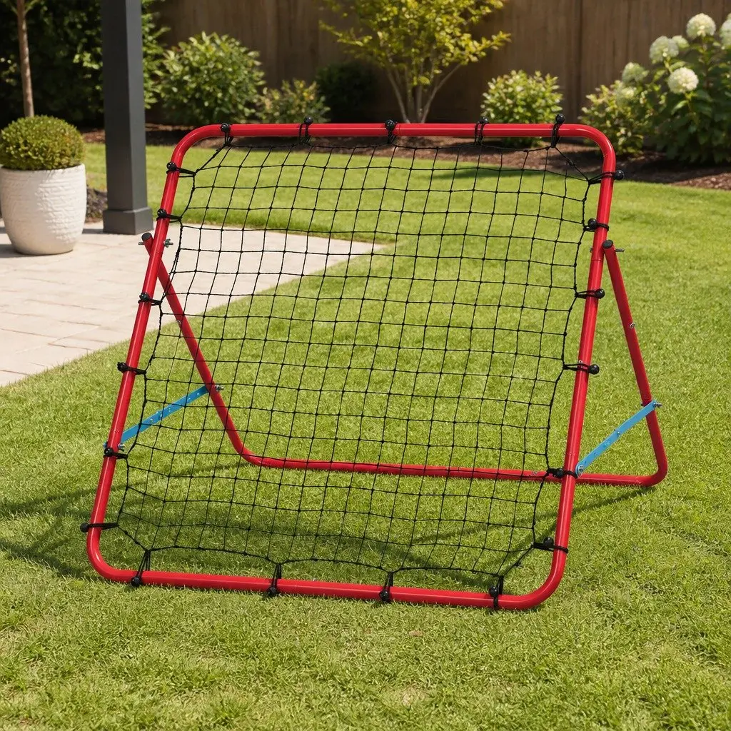 Portable Soccer Rebound Net Training Aid Baseball Football Goal Red Sports