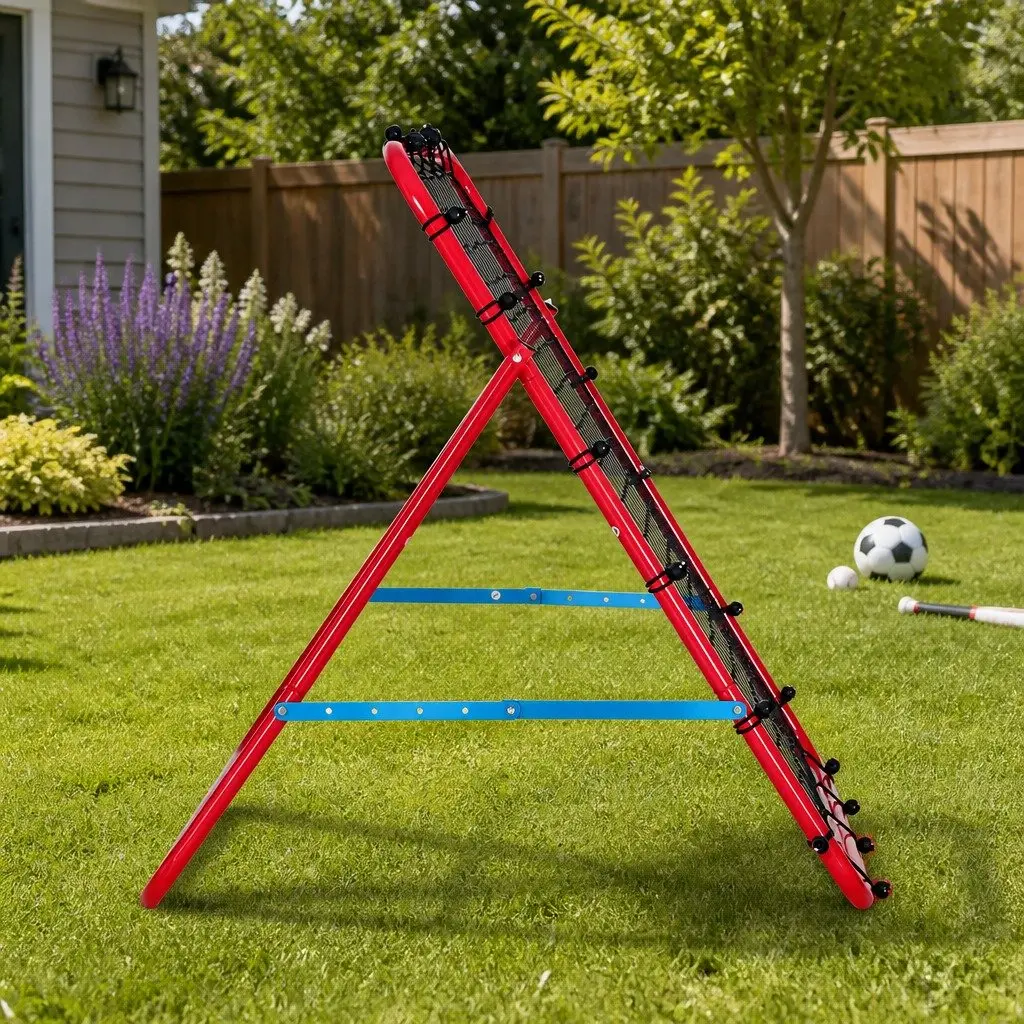 Portable Rebound Net Training Aid Soccer Baseball Football 100 x 81 x 100 cm Red