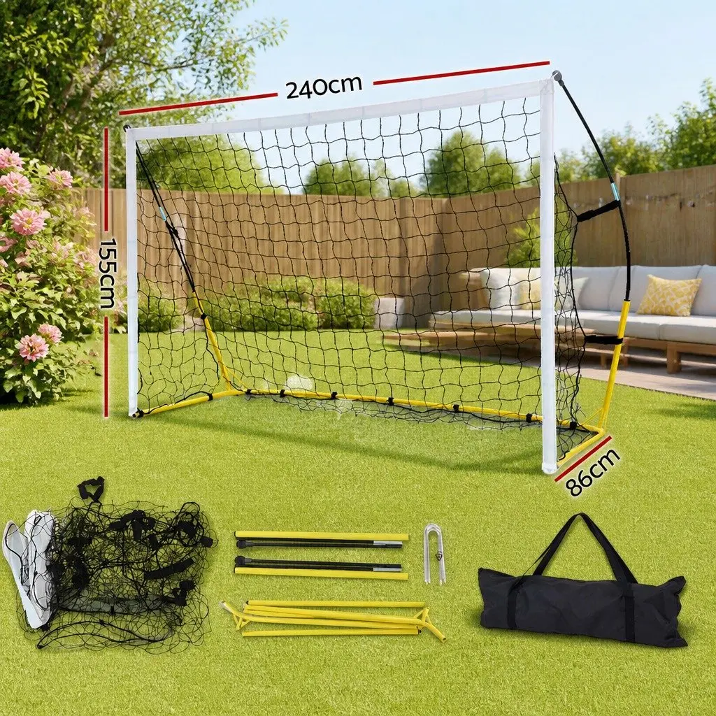 Portable Soccer Goal Net Sturdy Frame 2.4m