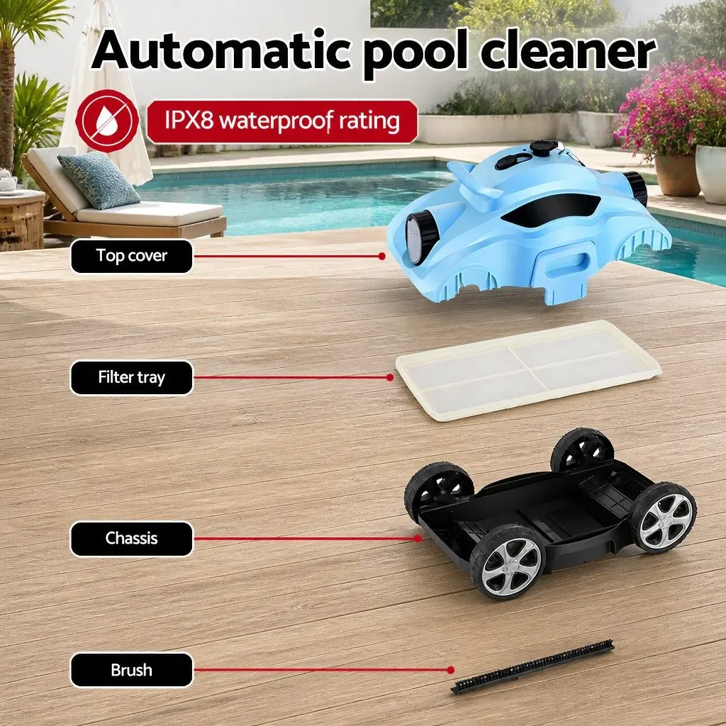 Robotic Pool Cleaner Cordless Smart Cleaning Technology Blue 42cm x 28.5cm x 23cm