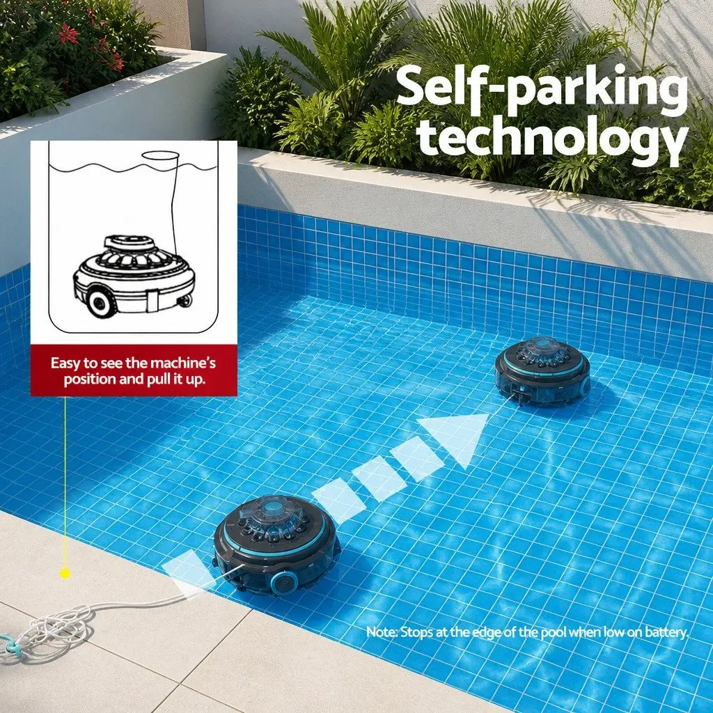 Robotic Pool Cleaner Automatic Vacuum Cordless Grey Swimming Pool Cleaner Robot